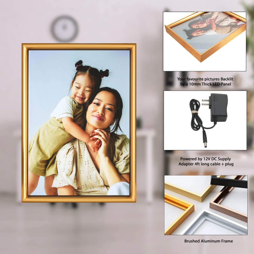 Frame LED Wall Art (Deep Gold) Flaipixels